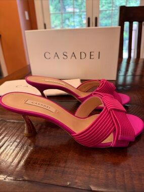 Casadei Hot Pink Knotted Slide Mules (originally $650!)